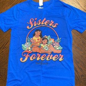 Disney Girls Lilo & Stitch Sisters Forever Blue Shirt- 10/12 NWOT